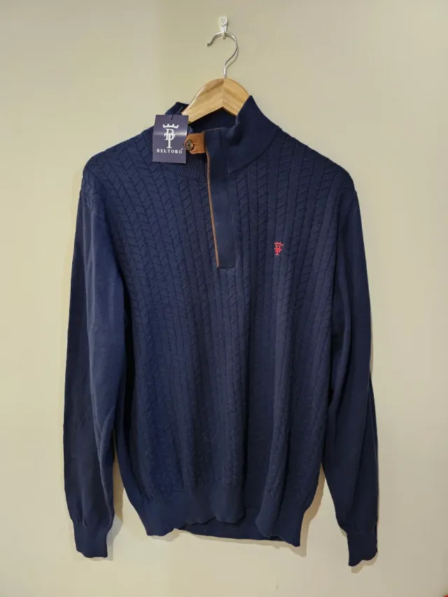 Sudadera Beltoro Hombre Azul Media Cremallera