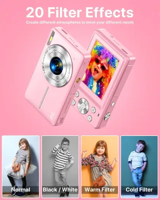 Cámara Digital Infantil Rosa 44MP 16X Zoom