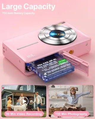 Cámara Digital Infantil Rosa 44MP 16X Zoom