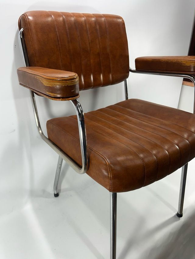 Silla Diseño Vintage Piel y Metal