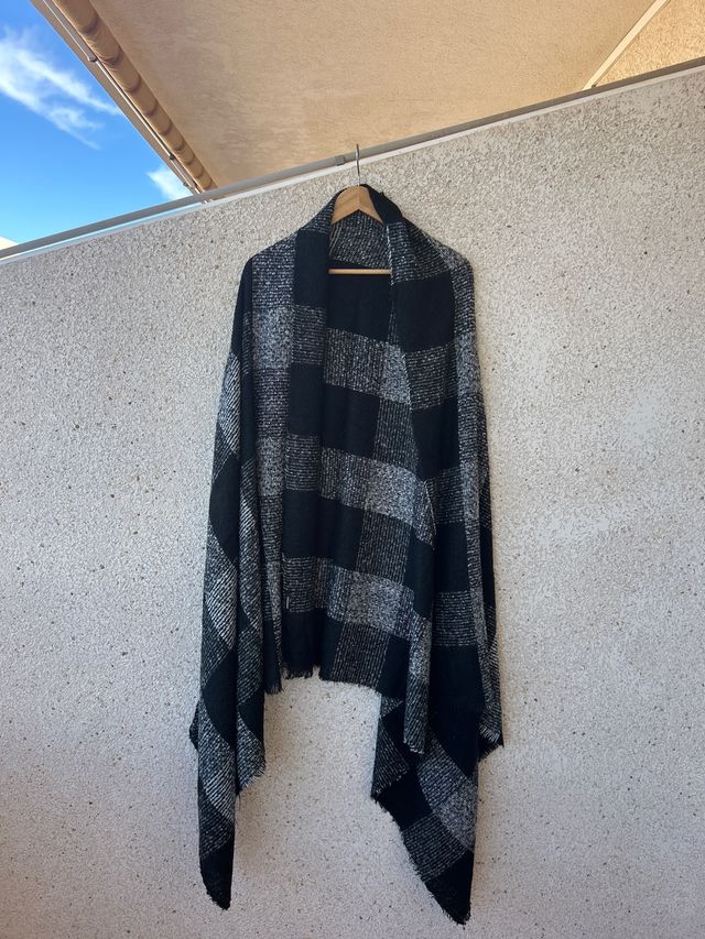 Maxi bufanda cuadros blanco y negro