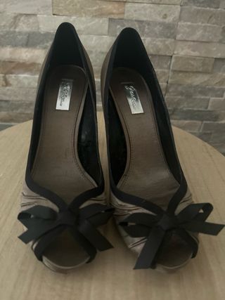 Zapatos de tacón fiesta marrones talla 39