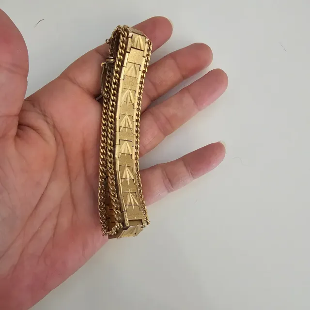 Pulsera baño oro grabada