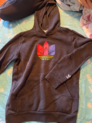 Sudadera Adidas Negra con Logo Multicolor