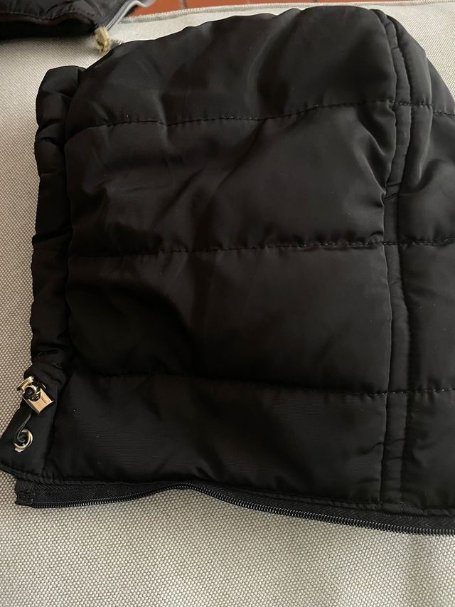 Piumino lungo nero con cintura , con cappuccio