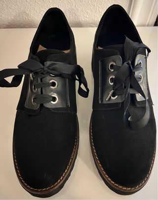Mocasines Stradivarius antelina negro
