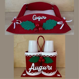 Set Natale Porta Bicchieri e Tovaglioli