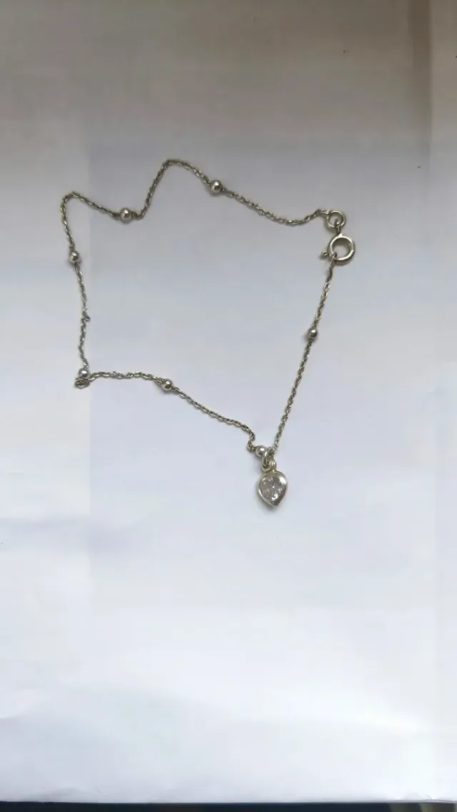 Cavigliera cuore pietra argento 925