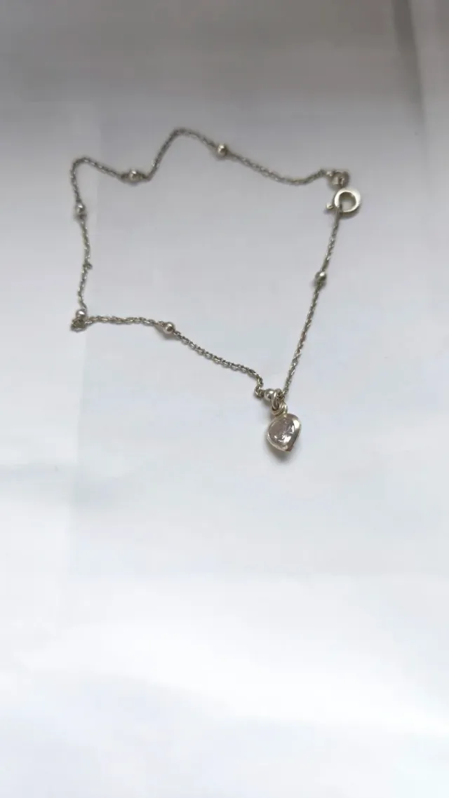 Cavigliera cuore pietra argento 925