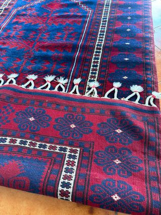 Tappeto Afghano Baluch lana blu rosso