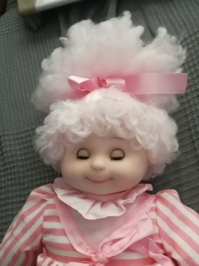 Muñeca trapo vestido rayas rosa