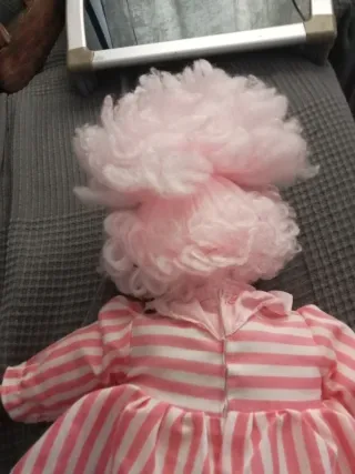 Muñeca trapo vestido rayas rosa