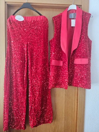 Traje lentejuelas rojo