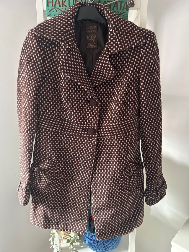 Abrigo TFF estampado lunares marrón/rosa Talla XS