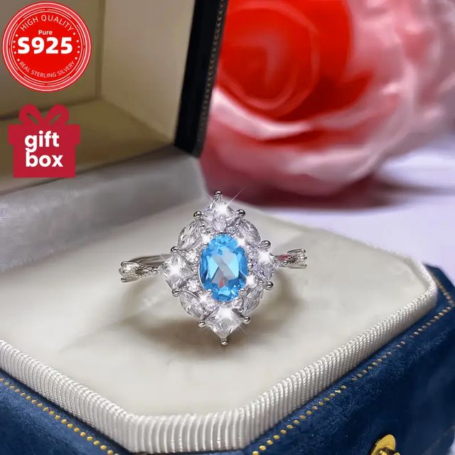 Anillo Plata 925 Topacio Natural Elegante