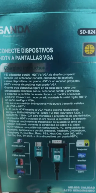 Adaptador SANDA HDTV VGA a HDMI 4K 1.8m