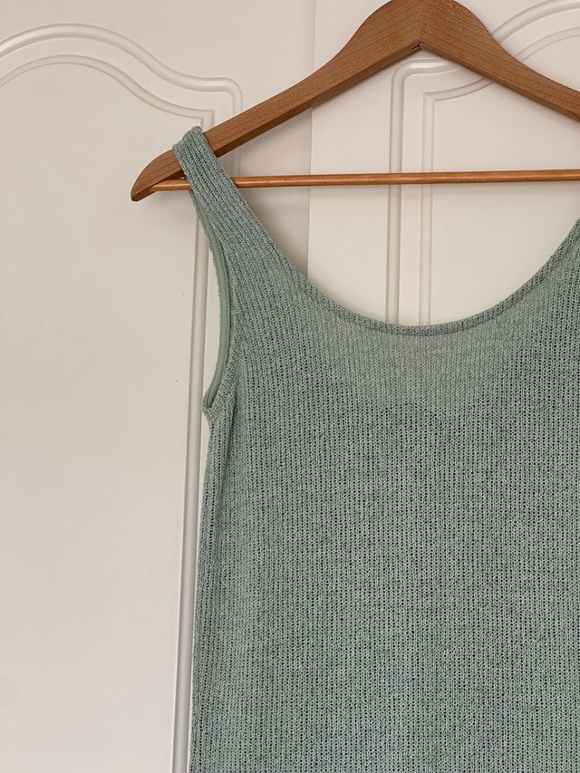 Vestido largo verde de punto ZARA