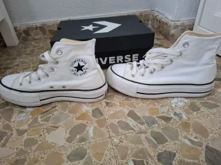 Converse plataforma blancas