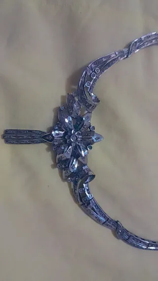 Collar antiguo plata y rosas de diamantes