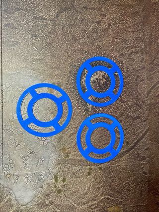 Conjunto de três marcadores circulares azuis