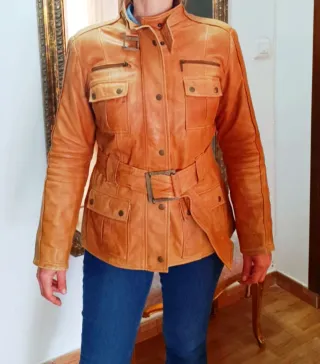 Chaqueta Biker Cuero Marrón