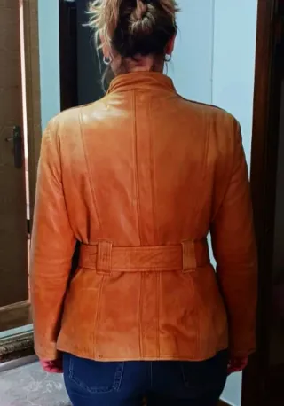 Chaqueta Biker Cuero Marrón