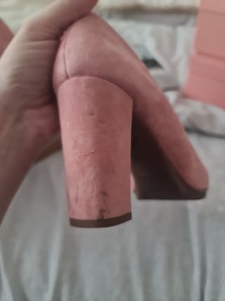 Zapatos de tacón ante rosa pastel talla 41