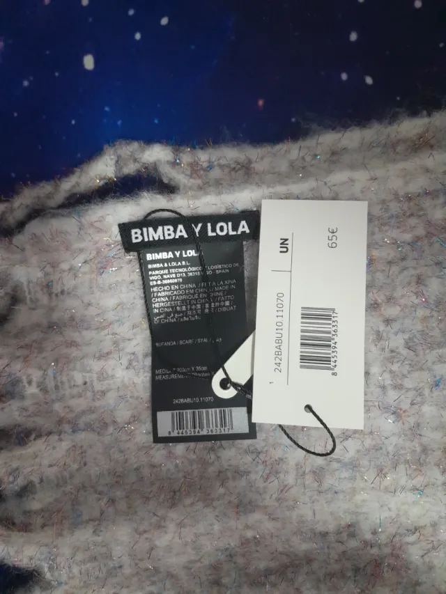 Bufanda BIMBA Y LOLA gris y rosa