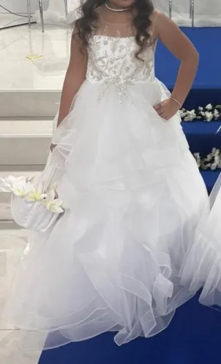 Vestido niña blanco talla 10 + cancan