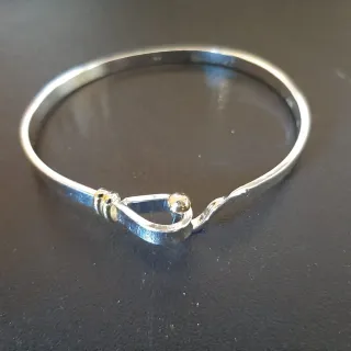 Bracciale donna argento rigido chiusura uncino