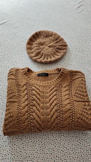Jersey y gorro punto marrón Primark