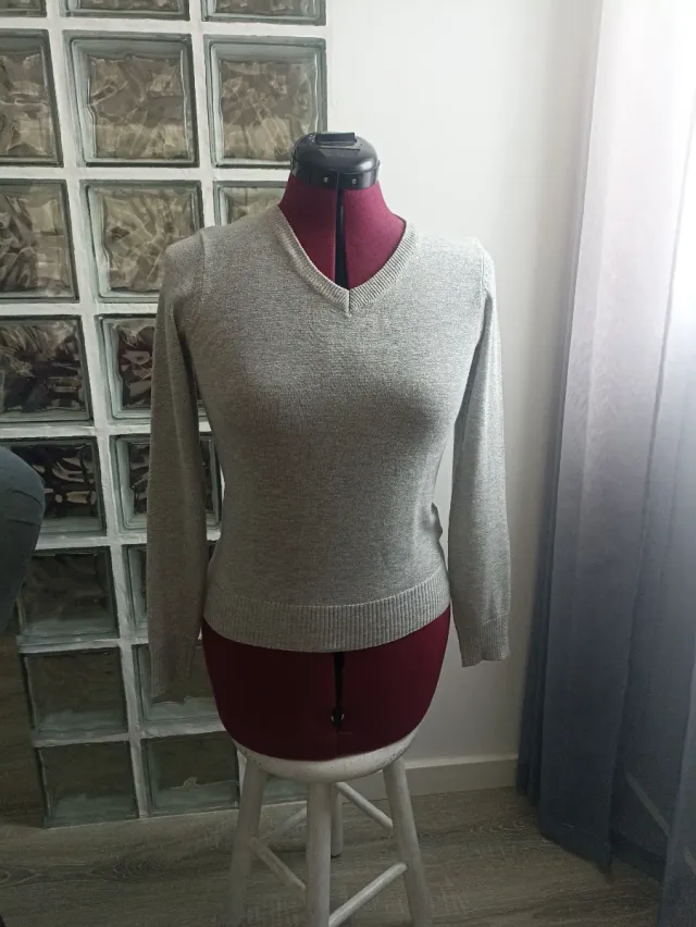 Jersey brillante mujer gris