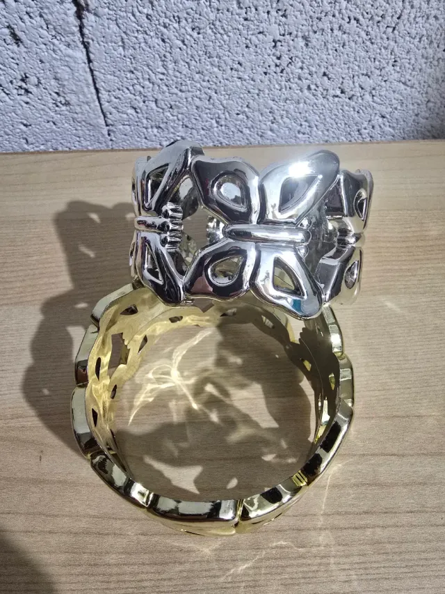 2 Pulseras Mariposa Dorada y Plateada