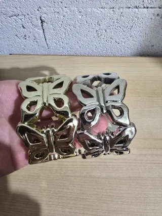2 Pulseras Mariposa Dorada y Plateada