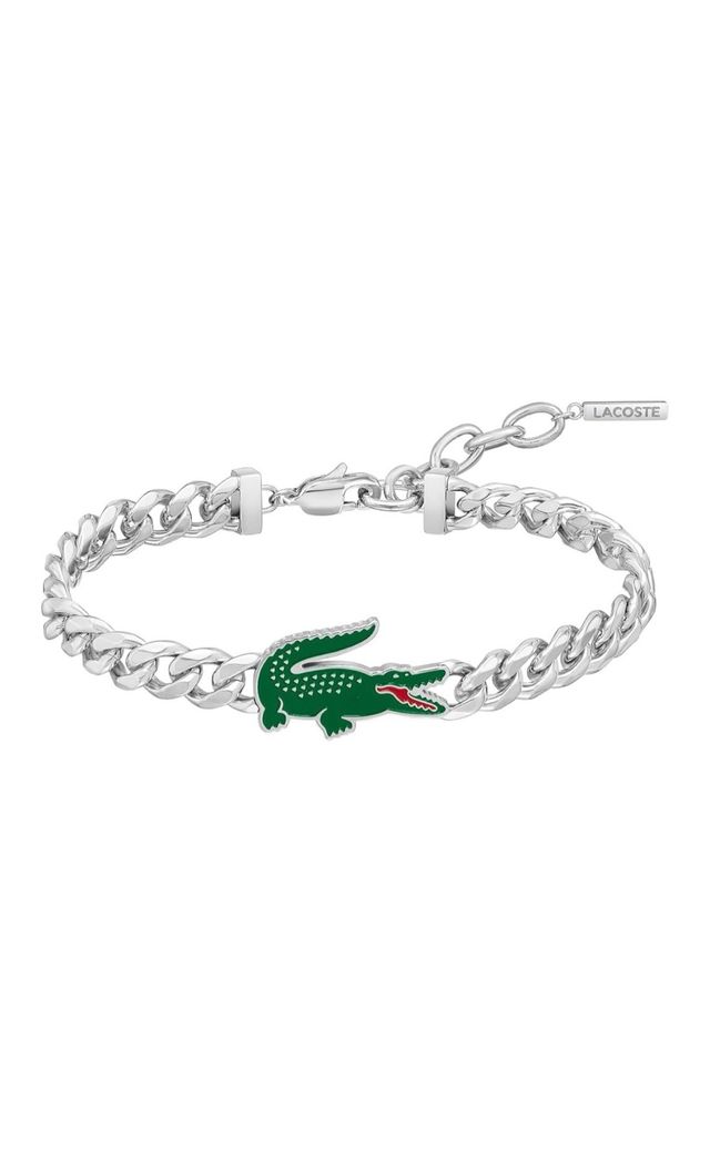 Bracciale Lacoste Coccodrillo Argento e Verde