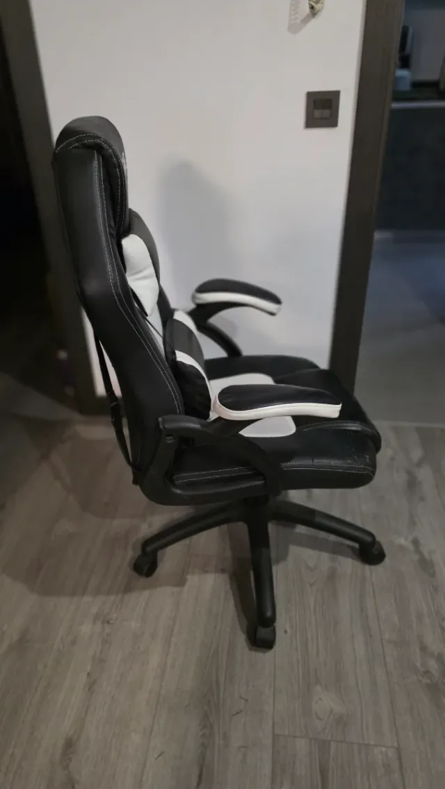 Silla Gamer Negra y Blanca Ajustable