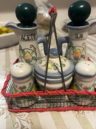 Set Olio Aceto Sale Pepe Cestino