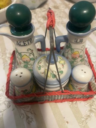 Set Olio Aceto Sale Pepe Cestino
