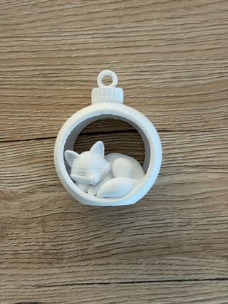 Decorazione Natale Pallina Volpe Bianca