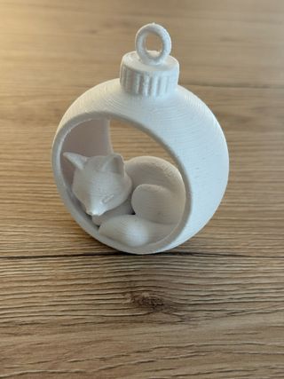 Decorazione Natale Pallina Volpe Bianca