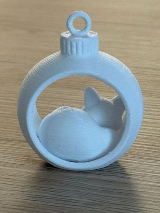 Decorazione Natale Pallina Volpe Bianca