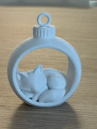 Decorazione Natale Pallina Volpe Bianca