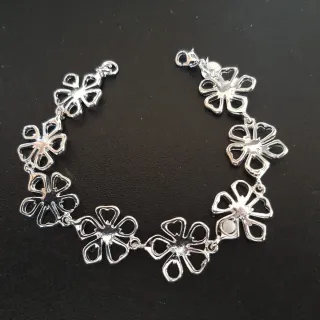 Bracciale donna charm fiore argento