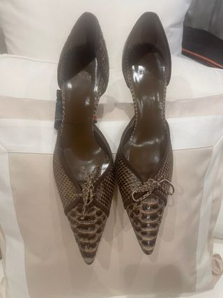 Zapatos Zara Grabado Pitón Marrón Talla 41