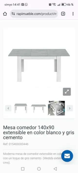 Mesa de salon 140x90 cm, extensible hasta 190 cm