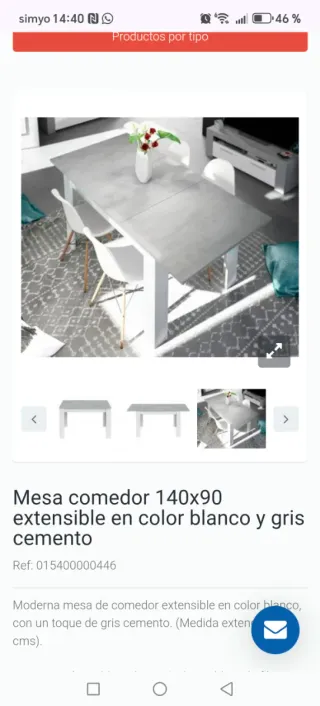 Mesa de salon 140x90 cm, extensible hasta 190 cm