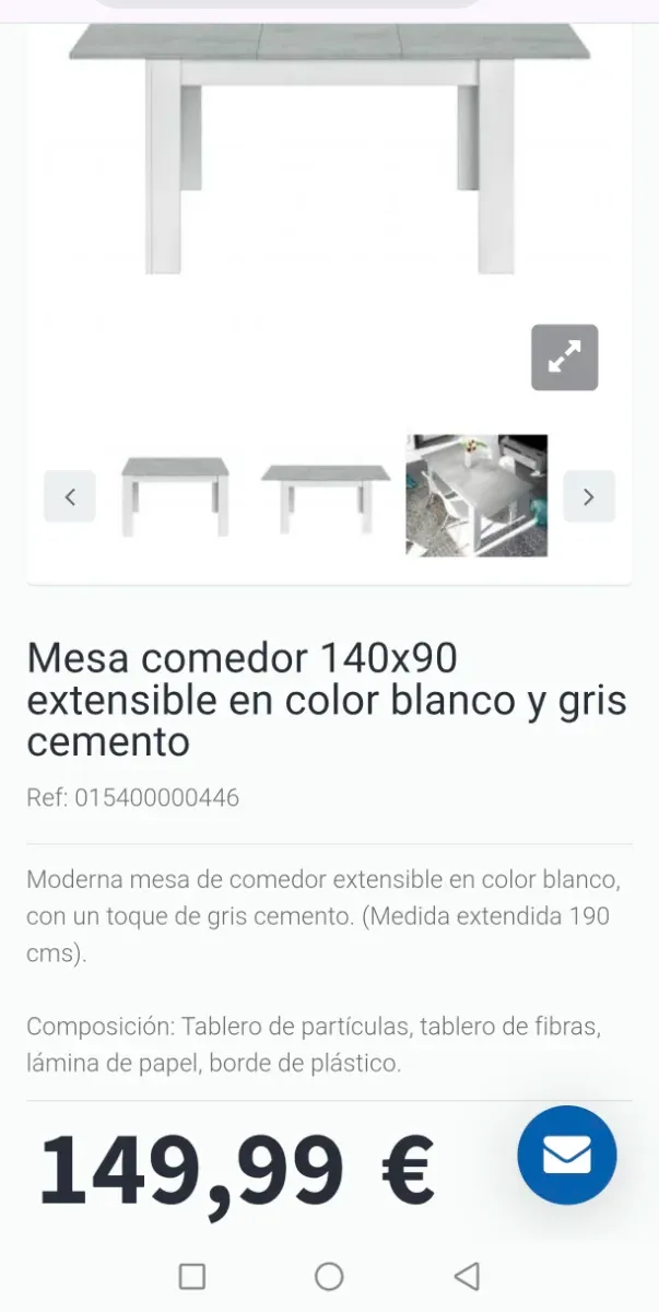 Mesa de salon 140x90 cm, extensible hasta 190 cm