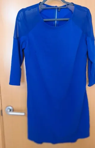 Vestido fiesta azul manga larga