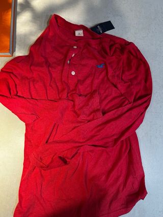 Camiseta Hollister Roja Manga Larga s