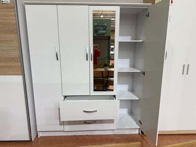 Armario Blanco con Espejo y Cajón